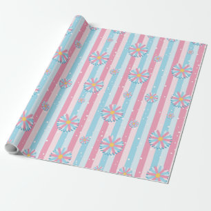 Gender Reveal Gestreept Blauw Roze Pastel Baby sho Cadeaupapier