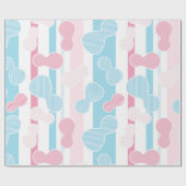 Gender Reveal Gestreept Blauw Roze Pastel Baby sho Cadeaupapier (Vlak)
