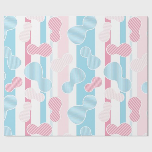 Gender Reveal Gestreept Blauw Roze Pastel Baby sho Cadeaupapier (Vlak)