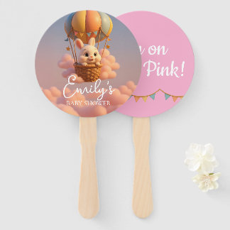 Gender Reveal Hand Fan, Bunny Balloon It’s a Girl Handwaaier