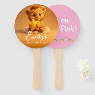 Gender Reveal Hand Fan, Little Lion. It’s a Girl Handwaaier