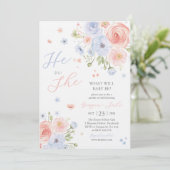 Gender Reveal He or She Pink Blue Invitation (Debout devant)