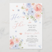 Gender Reveal He or She Pink Blue Invitation (Devant)
