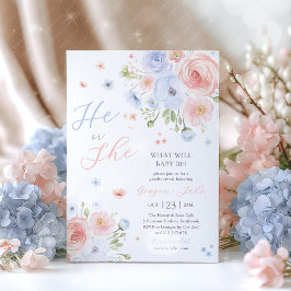 Gender Reveal He or She Pink Blue Invitation Kaart