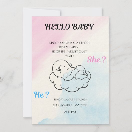 Gender reveal invitation  (Devant)