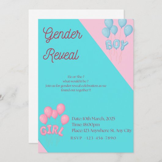 Gender reveal invitation  (Devant / Derrière)