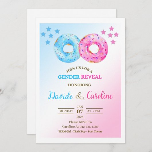 Gender Reveal Invitation Card (Devant / Derrière)