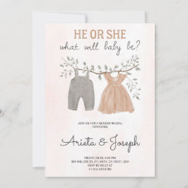 Gender Reveal Invitation card on marble surface  Kaart