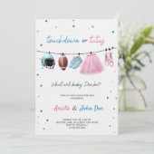 Gender Reveal Invitation card with a football,tutu (Debout devant)