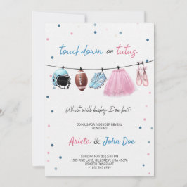 Gender Reveal Invitation card with a football,tutu Kaart