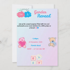 Gender reveal invitation kaart