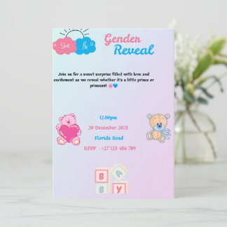 Gender reveal invitation  kaart