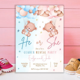 Gender Reveal Invitation Nodig Teddy Bear Idee uit Kaart