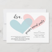 Gender Reveal Invitation | Roze en blauwe harten Kaart (Voorkant)