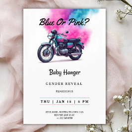 Gender reveal Invitation with a motorcycle  Kaart