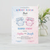 Gender reveal invitation with "Bash" and "Diaper  (Debout devant)