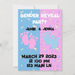 GENDER REVEAL PARTIJ INVITE MET BUNNYS KAART