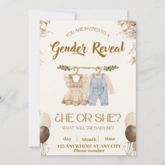Gender Reveal Party Invitation - "Hij of zij?" Kaart