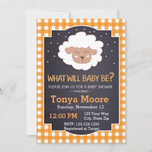 Gender Reveal Sheep Baby shower Invitation Kaart