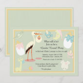 Gender Reveal Stork Invitation Kaart (Voorkant / Achterkant)