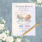 Gender Reveal Stroller Teddies Invitation