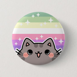 Genderfae LGBT Pride Flag Cat Button
