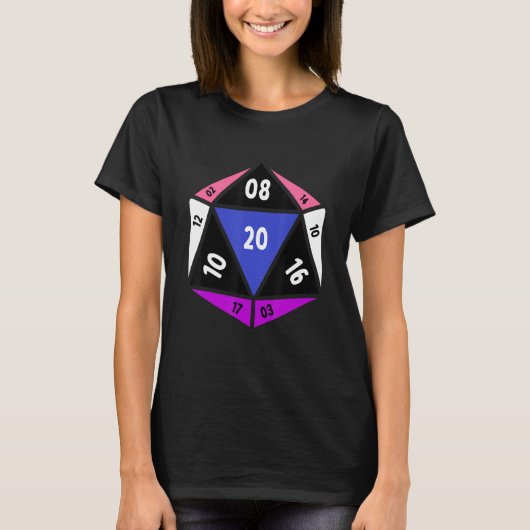 Genderfluid D20 Dice Nonbinary Rainbow Pride LGBTQ T-shirt (Voorkant)