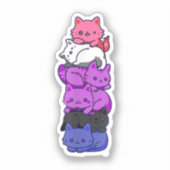 Genderfluid Pride Cat LGBT Gender Fluid Flag Cute Sticker (Voorkant)