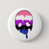 Genderfluid Pride Dripping Skull Ronde Button 5,7 Cm (Voorkant)
