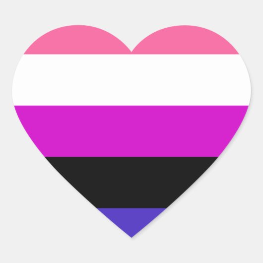 Genderfluid Pride Vlag Hart Sticker (Voorkant)