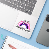 Genderfluïde gender symbool sticker (Laptop met iPhone)