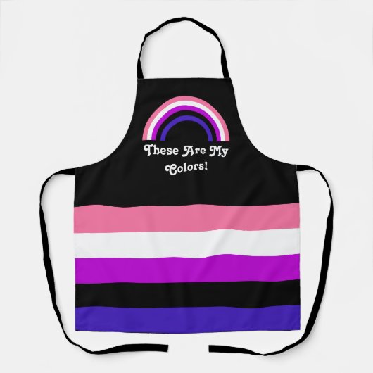 Genderfluidity pride flag and rainbow met een teks schort (Voorkant)