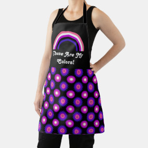Genderfluidity pride flag and rainbow met tekst schort