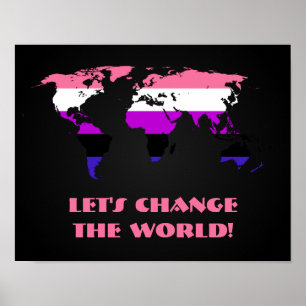Genderfluidity Pride flag pride wereldkaart poster