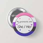 Genderfluit haar/her Pronoun Pin Ronde Button 5,7 Cm (Voorkant /achterkant)