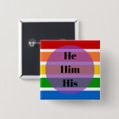 Genderidentiteit Button — Hij/hij/zijn (Voorkant /achterkant)