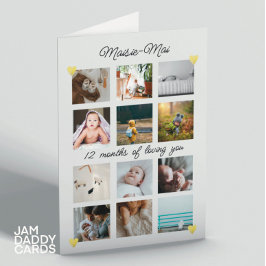 Genderneutraal 1e Verjaardag Fotocollage Kaart