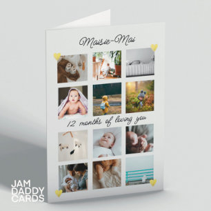 Genderneutraal 1e Verjaardag Fotocollage Kaart