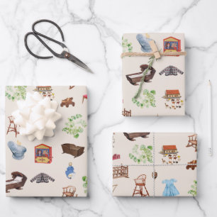 Genderneutraal  Baby kinderspeelgoedpatroon Inpakpapier Vel