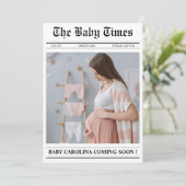 Genderneutraal baby shower in de krant kaart (Staand voorkant)