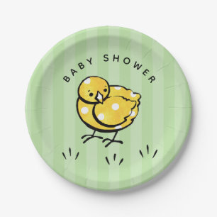Genderneutraal Baby shower Little Yellow Chick Papieren Bordje