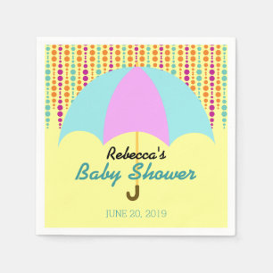 Genderneutraal baby shower met paraplu servetten