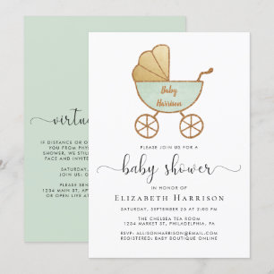 Genderneutraal Baby shower met Virtual Option Kaart
