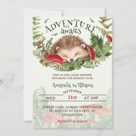 Genderneutraal Baby shower met Woodland-thema Kaart (Voorkant)