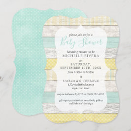 Genderneutraal Baby shower Mint Yellow Rustisch ho Kaart