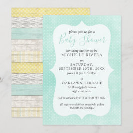 Genderneutraal Baby shower Mint Yellow Rustisch ho Kaart
