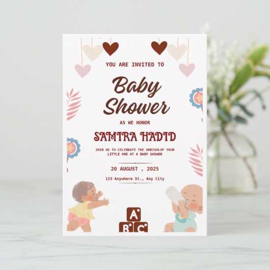 Genderneutraal Baby shower – Modern Pas Kaart (Staand voorkant)