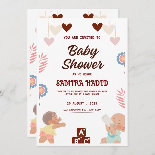 Genderneutraal Baby shower – Modern Pas Kaart (Voorkant / Achterkant)