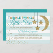 Genderneutraal baby shower nodigt uit tot blauwgro kaart (Voorkant / Achterkant)