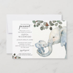 Genderneutraal Baby shower olifant en groen Kaart